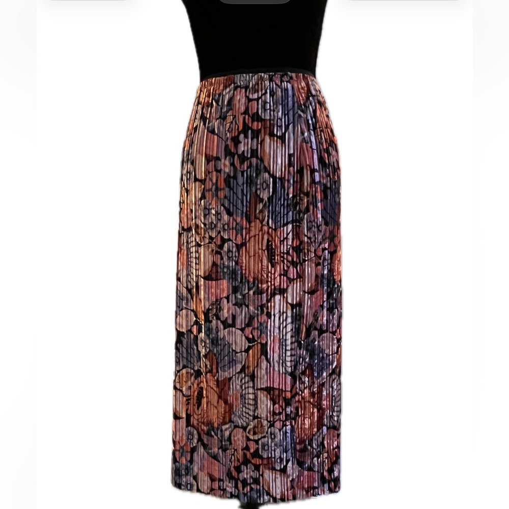 Anthropologie Maeve Colorful Velvet Pleated Skirt